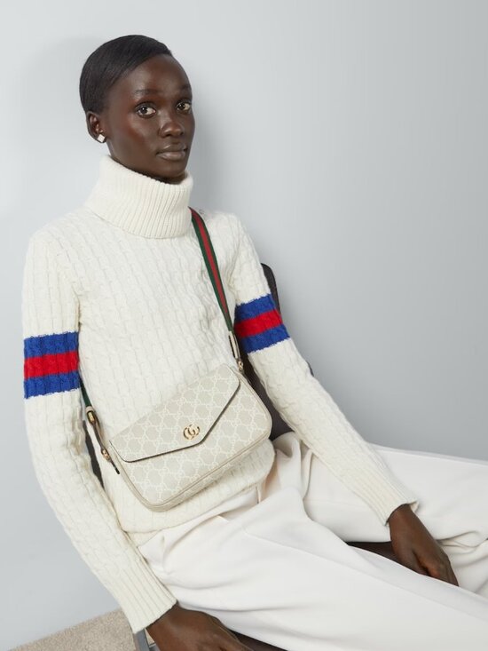 GUCCI SWEATER IVORY WOOL CASHMERE CABLE KNIT TURTLENECK sz M MEDIUM - Picture 4 of 16